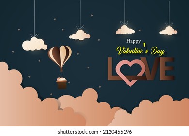 Happy valentine's day with  chocolate  design banner model  template vector illustration. abstract background dark blue color.
