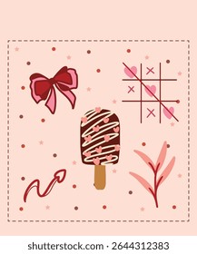 Happy Valentine's Day Chocolate Pink Ribbon Sticker Greetings card nature flower