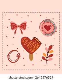 Happy Valentine's Day Chocolate Day Sweet Sticker Greeting cards Cute Pink nature Romantic Color
