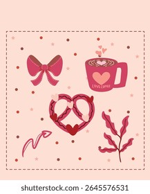 Happy Valentine's Day Chocolate Day Sweet Sticker Greeting cards Cute Pink nature Romantic Color