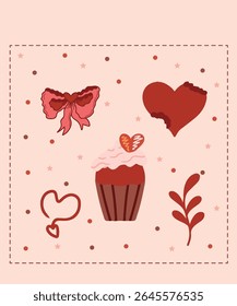 Happy Valentine's Day Chocolate Day Sweet Sticker Greeting cards Cute Pink nature Romantic Color