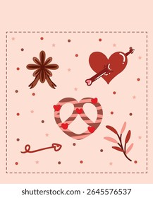 Happy Valentine's Day Chocolate Day Sweet Sticker Greeting cards Cute Pink nature Romantic Color