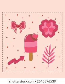 Happy Valentine's Day Chocolate Day Sweet Sticker Greeting cards Cute Pink nature Romantic Color