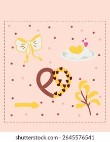 Happy Valentine's Day Chocolate Day Sweet Sticker Greeting cards Cute Pink nature Romantic Color