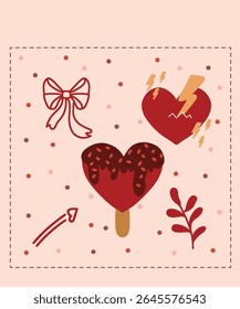 Happy Valentine's Day Chocolate Day Sweet Sticker Greeting cards Cute Pink nature Romantic Color