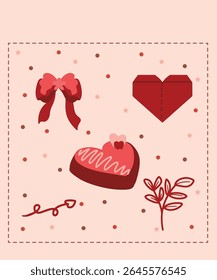 Happy Valentine's Day Chocolate Day Sweet Sticker Greeting cards Cute Pink nature Romantic Color