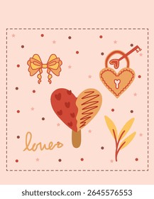 Happy Valentine's Day Chocolate Day Sweet Sticker Greeting cards Cute Pink nature Romantic Color