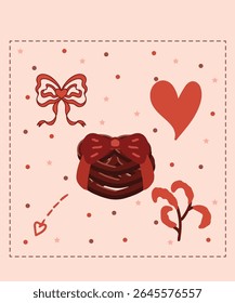 Happy Valentine's Day Chocolate Day Sweet Sticker Greeting cards Cute Pink nature Romantic Color