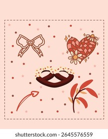 Happy Valentine's Day Chocolate Day Sweet Sticker Greeting cards Cute Pink nature Romantic Color