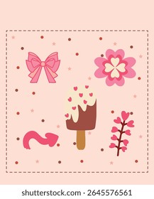 Happy Valentine's Day Chocolate Day Sweet Sticker Greeting cards Cute Pink nature Romantic Color