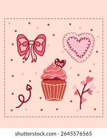 Happy Valentine's Day Chocolate Day Sweet Sticker Greeting cards Cute Pink nature Romantic Color