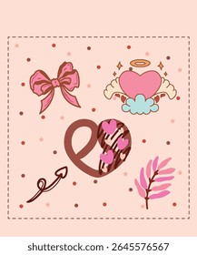 Happy Valentine's Day Chocolate Day Sweet Sticker Greeting cards Cute Pink nature Romantic Color