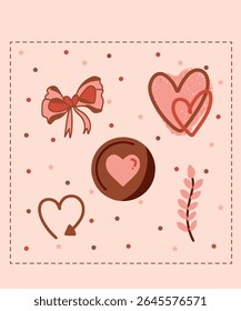 Happy Valentine's Day Chocolate Day Sweet Sticker Greeting cards Cute Pink nature Romantic Color