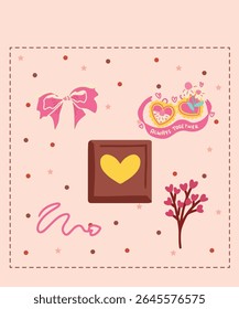 Happy Valentine's Day Chocolate Day Sweet Sticker Greeting cards Cute Pink nature Romantic Color