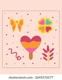 Happy Valentine's Day Chocolate Day Sweet Sticker Greeting cards Cute Pink nature Romantic Color