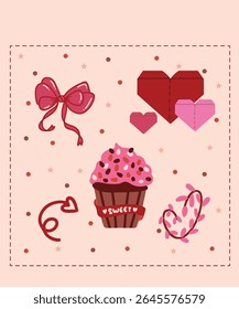 Happy Valentine's Day Chocolate Day Sweet Sticker Greeting cards Cute Pink nature Romantic Color