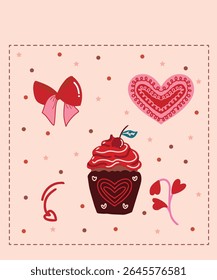 Happy Valentine's Day Chocolate Day Sweet Sticker Greeting cards Cute Pink nature Romantic Color