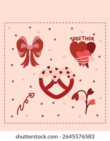 Happy Valentine's Day Chocolate Day Sweet Sticker Greeting cards Cute Pink nature Romantic Color