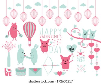 Happy Valentine's Day Clipart in Vector 