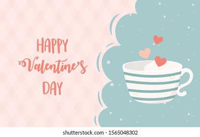 happy valentines day coffee cup hearts love vector illustration