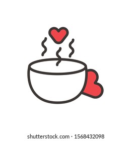 happy valentines day coffee cup with heart vector illustration design