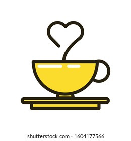 happy valentines day coffee cup with heart vector illustration design