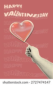 Happy Valentines Day Collage Poster Mixed Media Stil Halbton