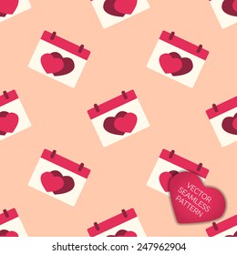 Happy Valentines day collection background - seamless pattern - calendar with hearts