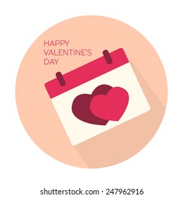 Happy Valentines day collection icon - calendar with hearts
