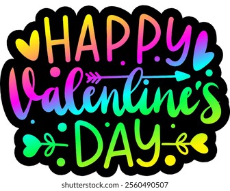 happy valentines day colorful bright rainbow graphic design