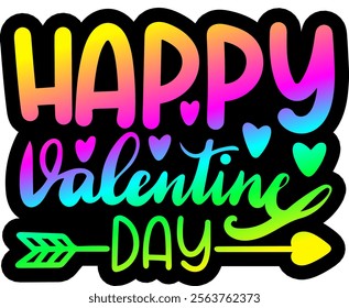 happy valentines day colorful bright rainbow graphic design