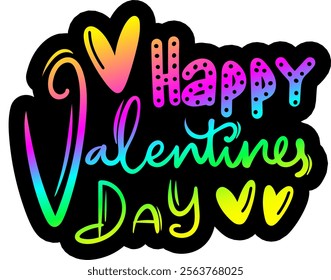 happy valentines day colorful bright rainbow graphic design