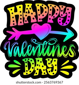 happy valentines day colorful bright rainbow graphic design