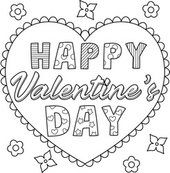 Happy Valentines Day Coloring Page For Kids