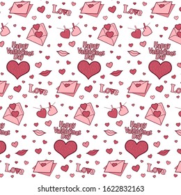 Happy valentines day colourful seamless pattern. Vector