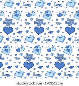 Happy valentines day colourful seamless pattern. Vector
