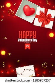 Happy Valentine's day composition, love postcard, banner, background template, vector ilustration