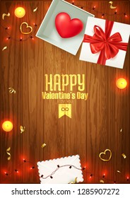 Happy Valentine's day composition, love postcard, banner, background template, vector ilustration