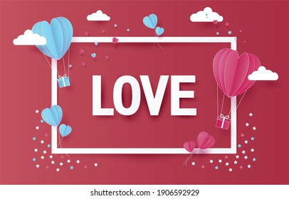 Happy Valentine's day concept background. Love Festival design concept,greetings Valentine's day, Paper cut design, design for greeting cards, text, banner, website, brochure, illustrations eps10.