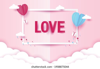 Happy Valentine's day concept background. Love Festival design concept,greetings Valentine's day, Paper cut design, design for greeting cards, text, banner, website, brochure, illustrations eps10.