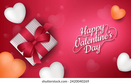 Happy valentine's day concept with gifts and Hearts. Valentine's day background, Wallpaper, Poster