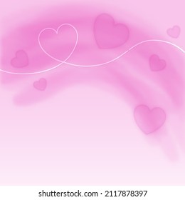 Happy Valentine's Day Concept With Glossy Hearts Decorated On Blurred Abstract Pink Background.