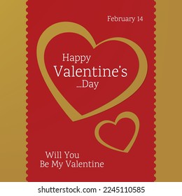 Happy Valentine's Day concept greeting cards with red, white , gold and pink paper hearts and frame on background. Cute love sale banners or poster. vector illustrations