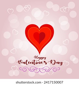 Happy Valentines Day, valentine's day concept for greeting card, celebration, ads, branding, cover, label, sales. Valentine's Day Minimal Heart Design Card.