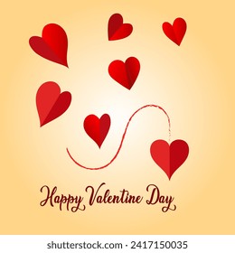 Happy Valentines Day, valentine's day concept for greeting card, celebration, ads, branding, cover, label, sales. Valentine's Day Minimal Heart Design Card.
