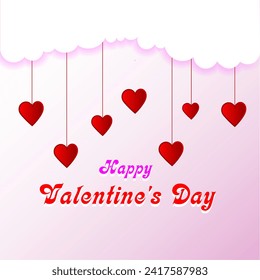 Happy Valentines Day, valentine's day concept for greeting card, celebration, ads, branding, cover, label, sales. Valentine's Day Minimal Heart Design Card.