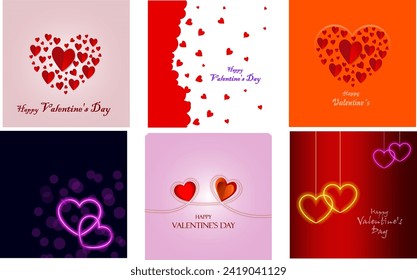 Happy Valentines Day concept for greeting card, celebration, ads, branding, cover, label, sales. Valentine's Day Minimal Heart Design Card.