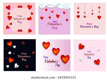 Happy Valentines Day concept for greeting card, celebration, ads, branding, cover, label, sales. Valentine's Day Minimal Heart Design Card.