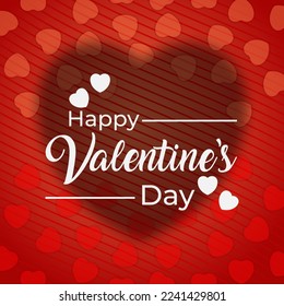 Happy Valentines Day concept, Heart shadow design, red background. Template for promotion, sale and shopping or background for women's day and love concept. Vector Illustration Template.
