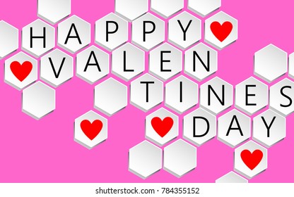 Happy Valentine's Day Concept With Heart Symbol On Colorful Background. Happy Valentine's Day. Design Concept For Placards, Banners, Presentations, Reports, Card And Wallpaper. Vector Illustration.